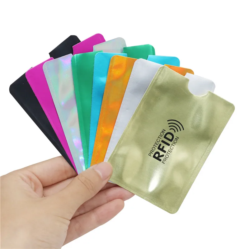 mixed colours 8 шт. смешанный Анти RFID кошелек Блокировка ридер Блокировка банк держатель карты Id Чехол для банковских карт защита металлический кредитный NFC Держатель алюминий - Цвет: mixed colours