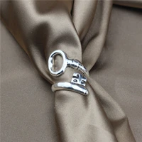 anslow brand wholesale fashion retro silver plated key shape opening size finger ring for women femme christmas gift low0088ar