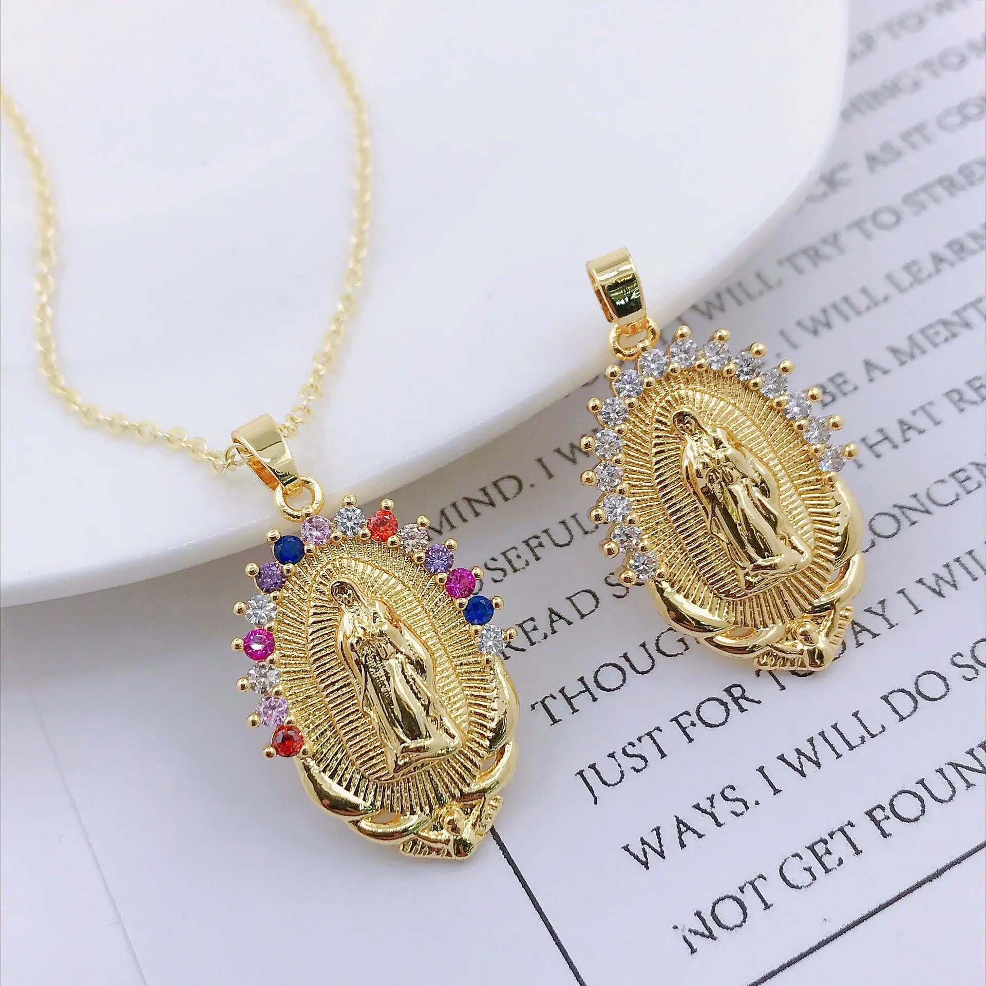 

WANGAIYAO new fashion temperament wild religious belief Virgin Mary Christian zircon clavicle chain ins wind necklace female