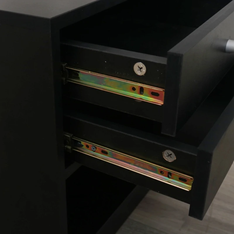 

Round Handle Night Stand with Two Drawer Black