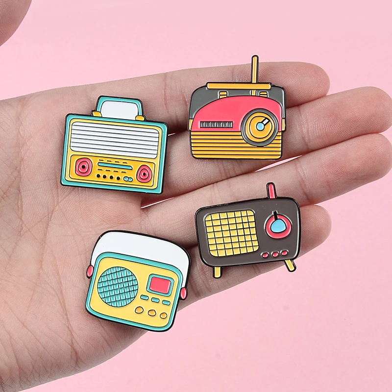 Винтажные Мультяшные портативные радиоэмалированные булавки для мужчин и wo