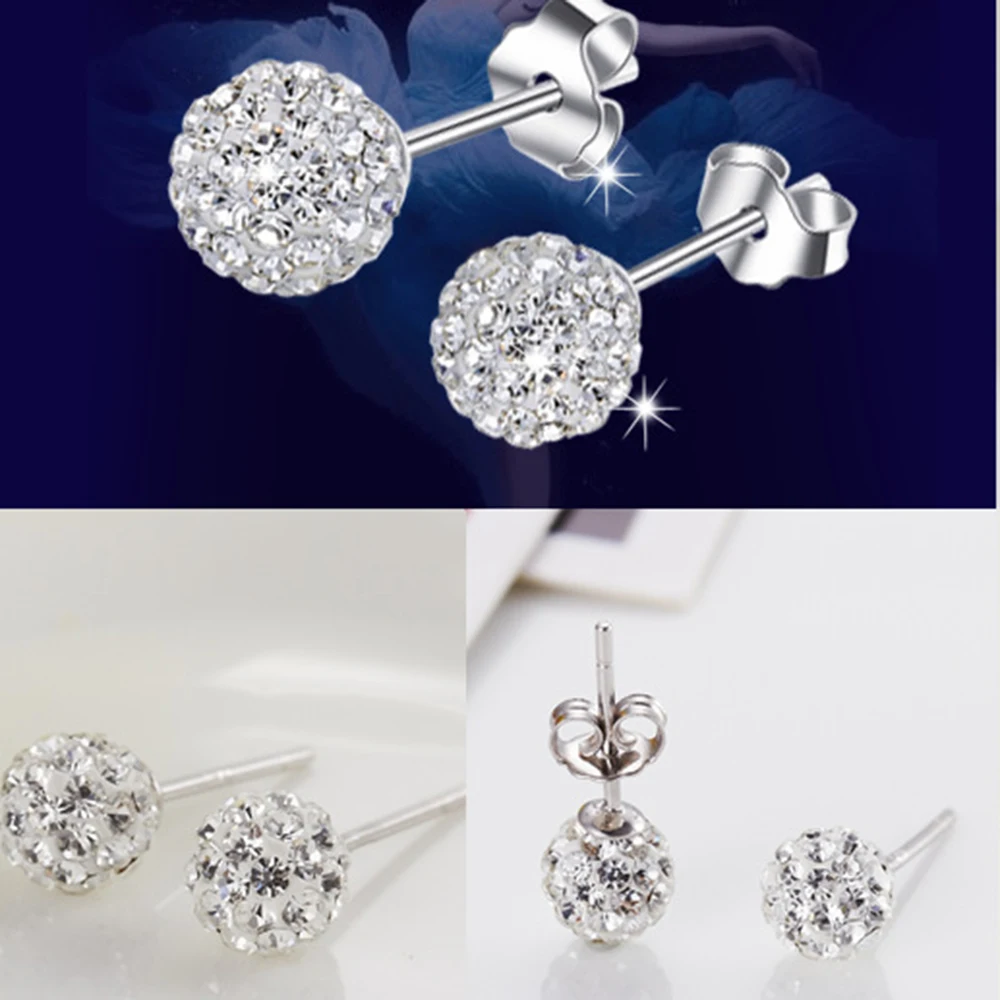 

Women's Stud Earrings Super Flash Rhinestone Stud Earrings Shambhala Ball Jewelry Full Ear Jewelry Lady Stud Earrings