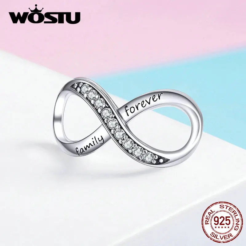 Женский браслет WOSTU из стерлингового серебра 925 пробы с крестом для всей семьи