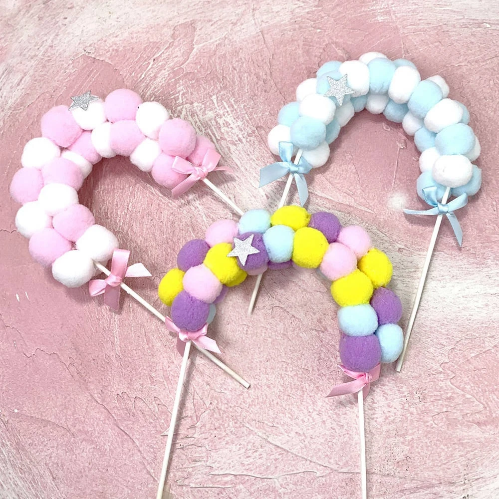 1 шт. розовый синий мягкий помпон облако торт Топпер детский душ день рождения DIY