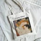 Сумка Gustav Klimt, новая сумка для покупок, повседневная вместительная Холщовая Сумка в стиле Харадзюку, веселая модная винтажная женская сумка через плечо с надписью