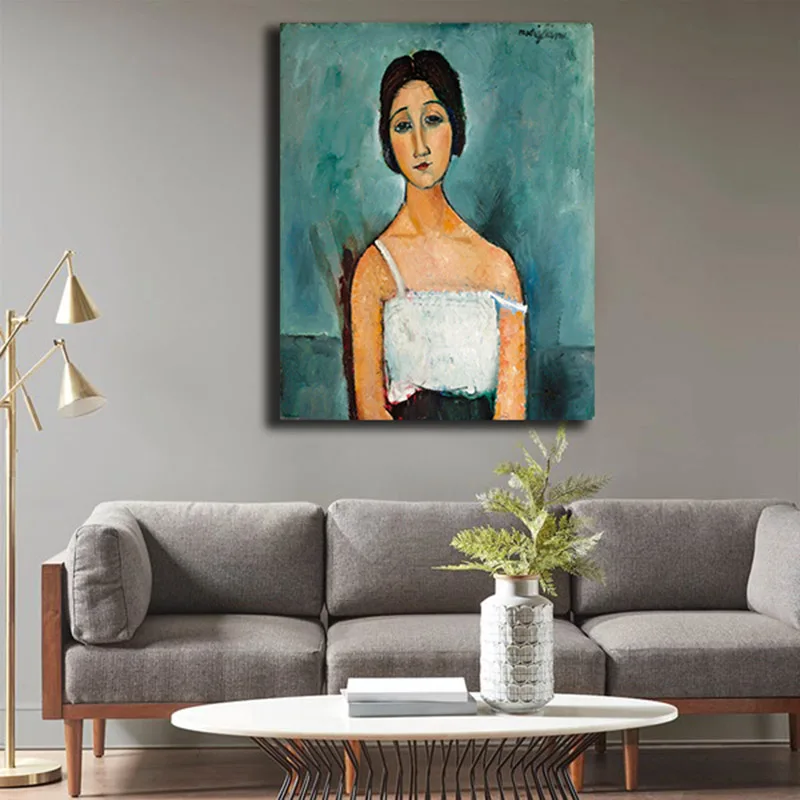 Modigliani christina портрет Картина Маслом Печатная на холсте Куадрос Настенная картина