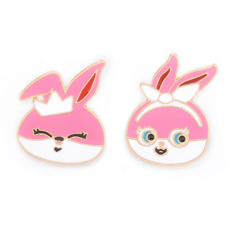 Брошь в виде Милого Животного из мультфильма CreativeJewelrys розовый кролик корона