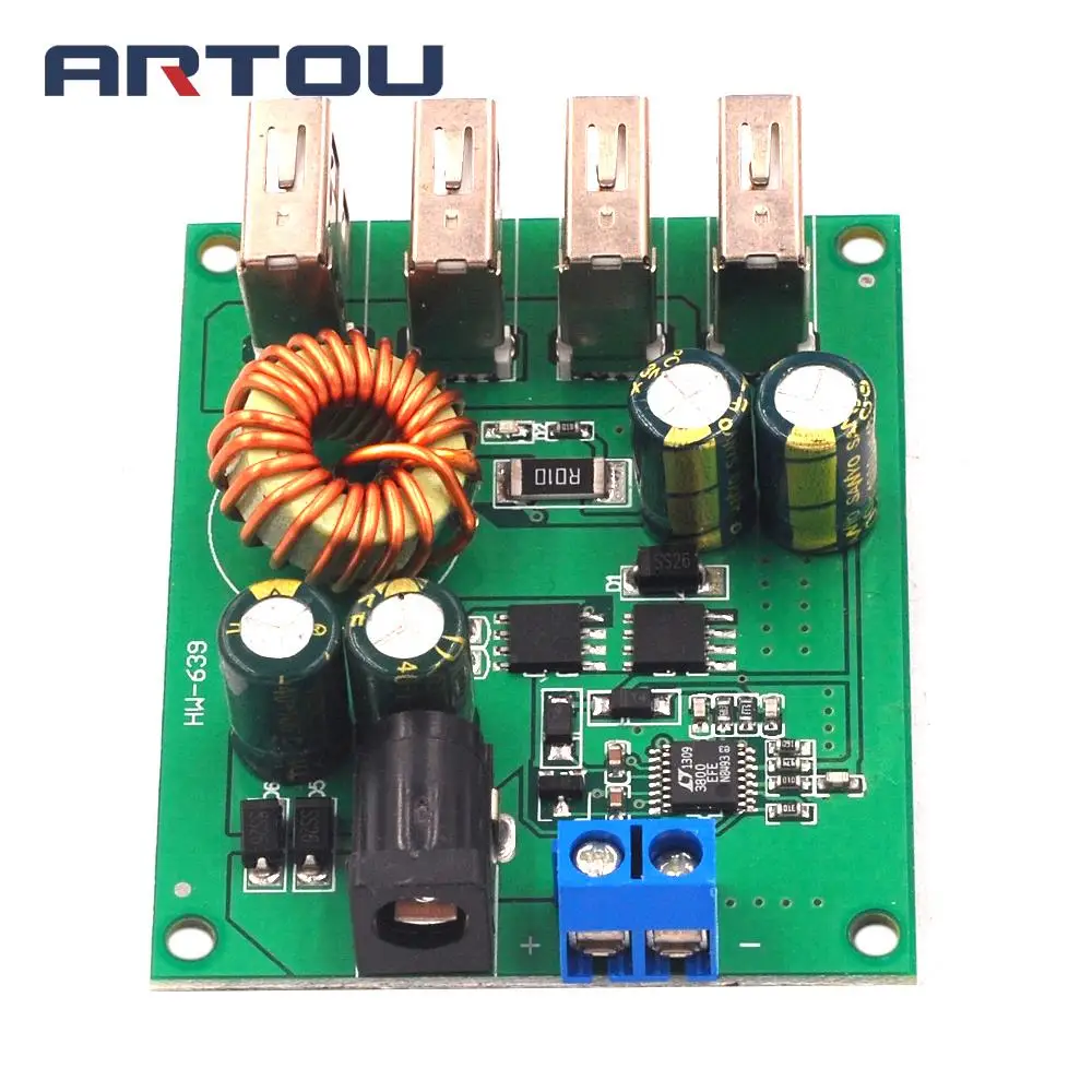DC 7 в-60 в до 5 В А 4 USB-выхода понижающий преобразователь Плата трансформатор модуль