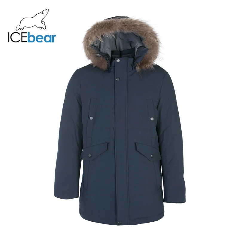 Мужской пуховик с капюшоном ICEbear теплая куртка на 70% белом утином пуху брендовая