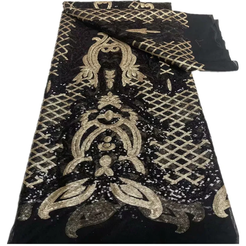 

African Lace Fabric 2021 High Quality Lace French Fabric Nigerian Sequin Lace Fabric For Wedding Dress JY-110