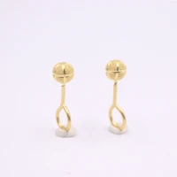new solid pure 24kt yellow gold earrings women laser ball stud earrings 1 5 2g 175mm