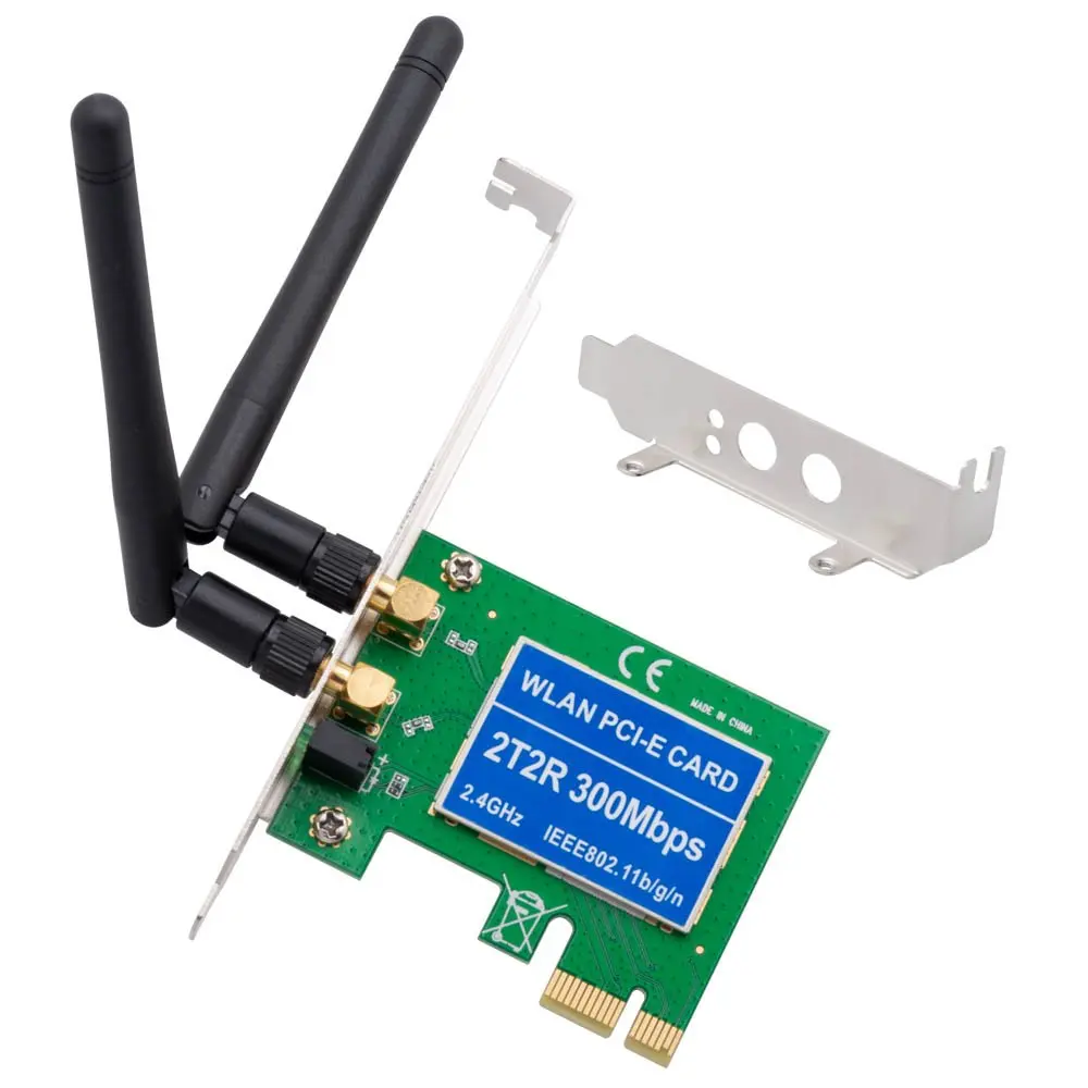 

PCIe Беспроводная 300 Мбит/с внутренняя PCIe Wi-Fi карта PCI Express сетевая карта для настольного ПК 2,4 ГГц двойная антенна 2T2R PCI-e WLAN карта