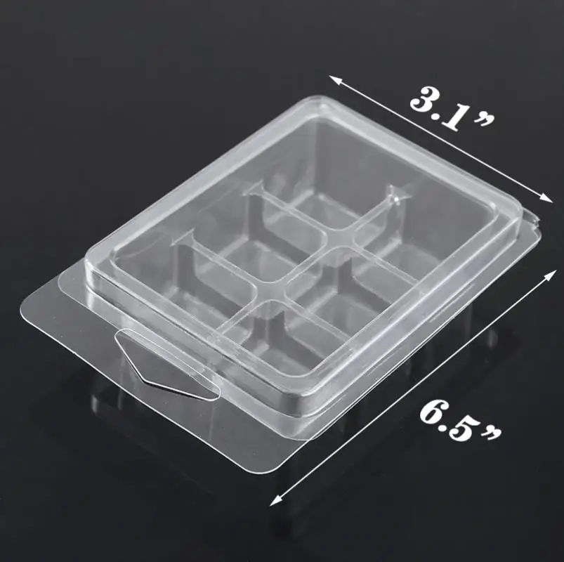 20pcs Clear Plastic Wax Melt Molds 6 Cell Wax Melt Clamshell Packaging Molds For Wax Soap Candle Melt Cubes Containers images - 6