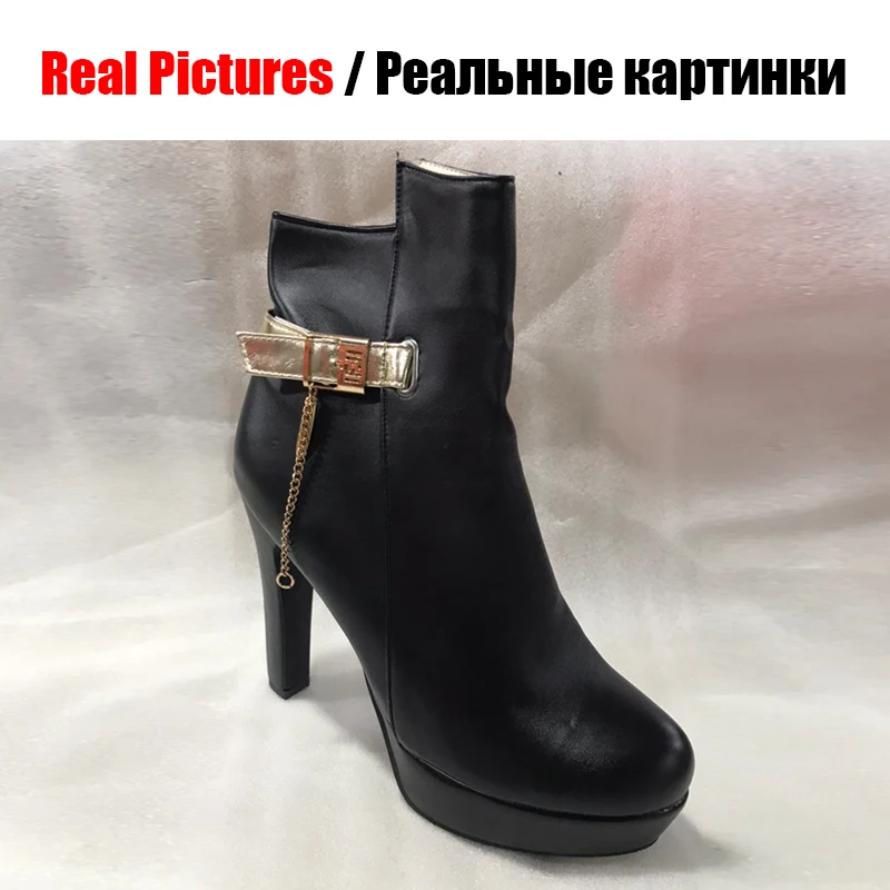 BONJOMARISA/Новое поступление, Брендовые однотонные Черные ботильоны на платформе Женская Осенняя обувь размера плюс 34-50, женская обувь на очень высоком каблуке