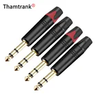 10 шт., 3-полюсный стерео-разъем 6,35 мм, 14 дюйма, 6,3 мм, разъем для паяльного провода, позолоченный латунный разъем для микрофона