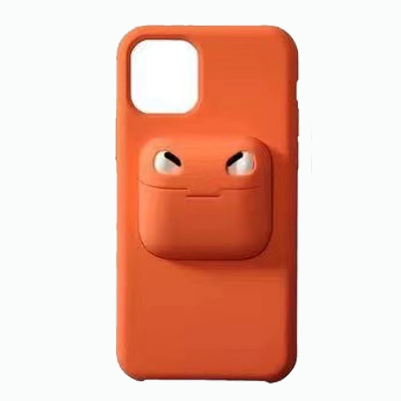 

2 in 1 Candy Colour Earphone Safekeeping Protection Phone Case on For iPhone 11 Pro Max 8 7 Plus Xr XsMax X Xs SE 12 pro max