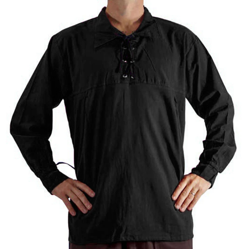 CYSINCOS Средневековая мужская бандажная рубашка в стиле стимпанк топы с длинными