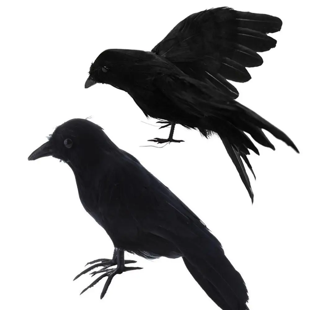 

Simulation Black Crow Animal Model Artificial Crow Black Bird Raven Prop Scary Decoration for Party Supplies