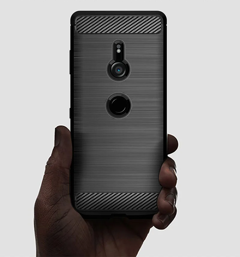 Черный амортизирующий чехол из мягкого ТПУ с защитой от царапин углеродного