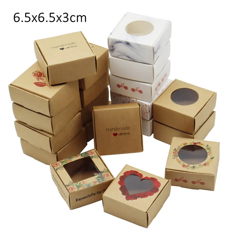 

100Pcs 65*65*30mm Paper Wedding Favor Gift Box Kraft Paper Candy Packaging Boxes Xmas Thank You Festival Wrapping Supplies