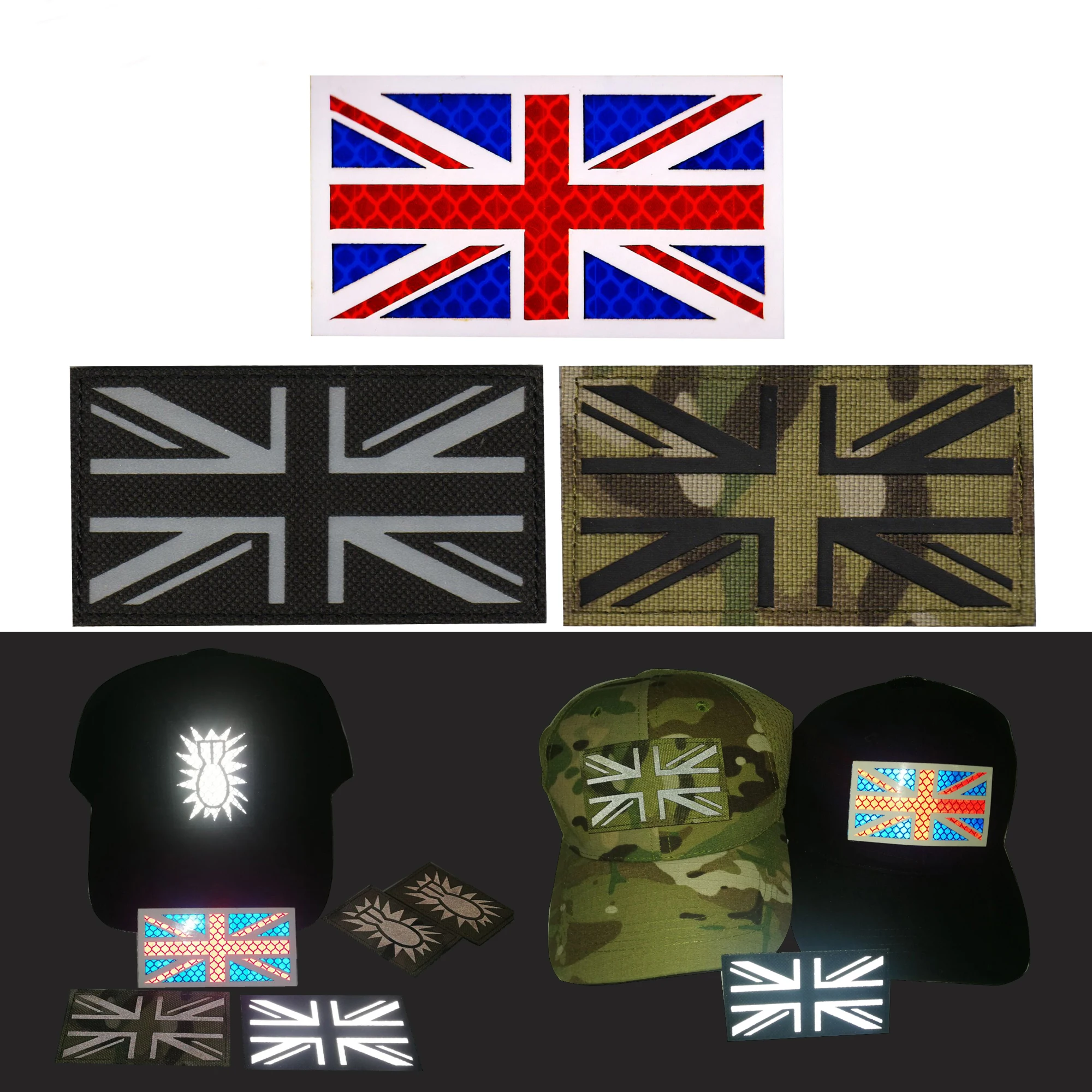 

New Best Selling 3D Embroidery British Rice Flag IR Reflective Morale Armband Badge Patch Denim Jacket Backpack Hat Patch Icon