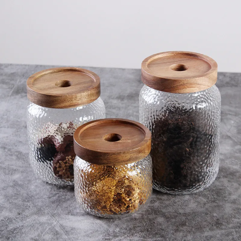 Hammer Grain Glass Jar - 500Ml -1Pcs