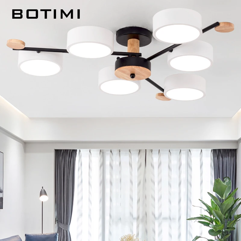 Домашний светодиодный светильник BOTIMI для спальни современные деревянные люстры
