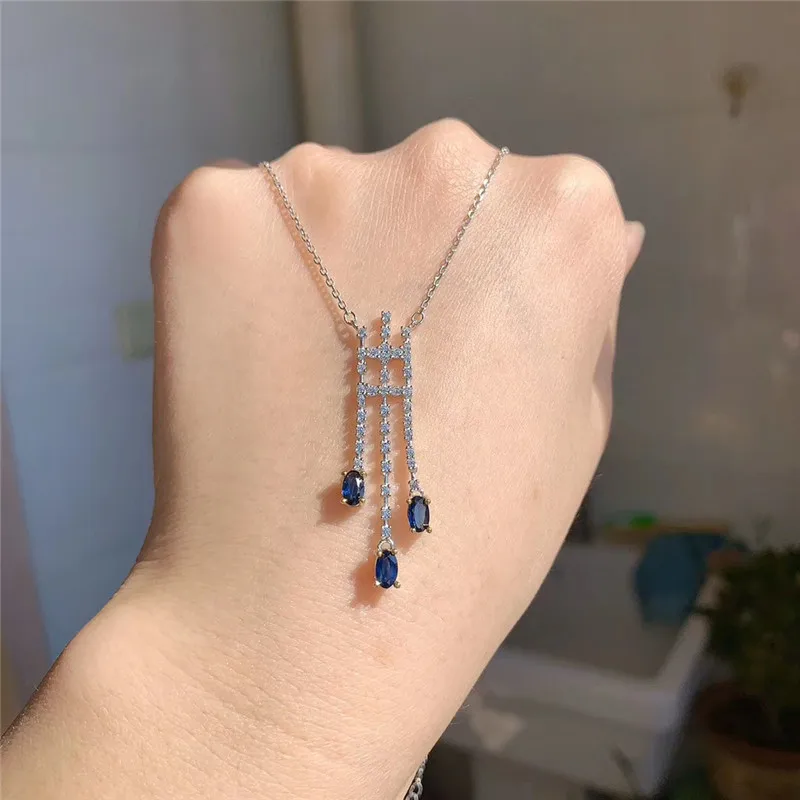 Ожерелье из натуральной синей искусственной кожи ожерелье с подвеской