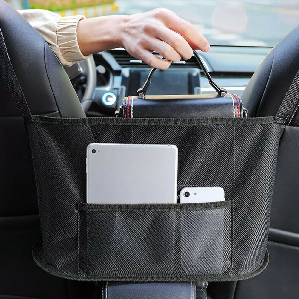 

1pc Car Net Pocket Handbag Holder Between Seats Fit For Car Organizer Purse Storage Mesh Bag Equippments High Quality Parts