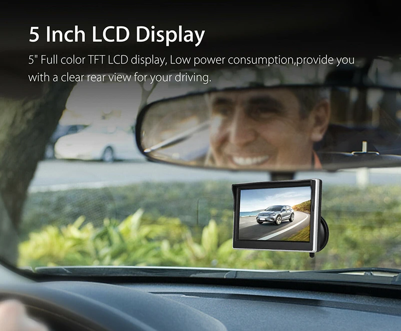 

5 Inch Car Monitor TFT LCD 5" HD Digital 16:9 800*480 Screen 2 Way Video Input For CCD Reverse Rear View Camera DVD VCD