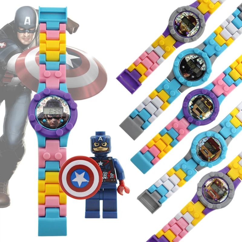 Детские электронные часы строительные блоки кубики Обучающие игрушки