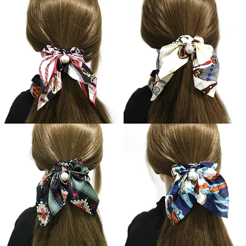 Богемная шифоновая резинка для волос с бантом эластичная женщин и девочек