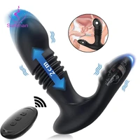 anal automatic telescopic male prostate massager wireless remote control thrusting butt plug anal vibrator sex toys for men