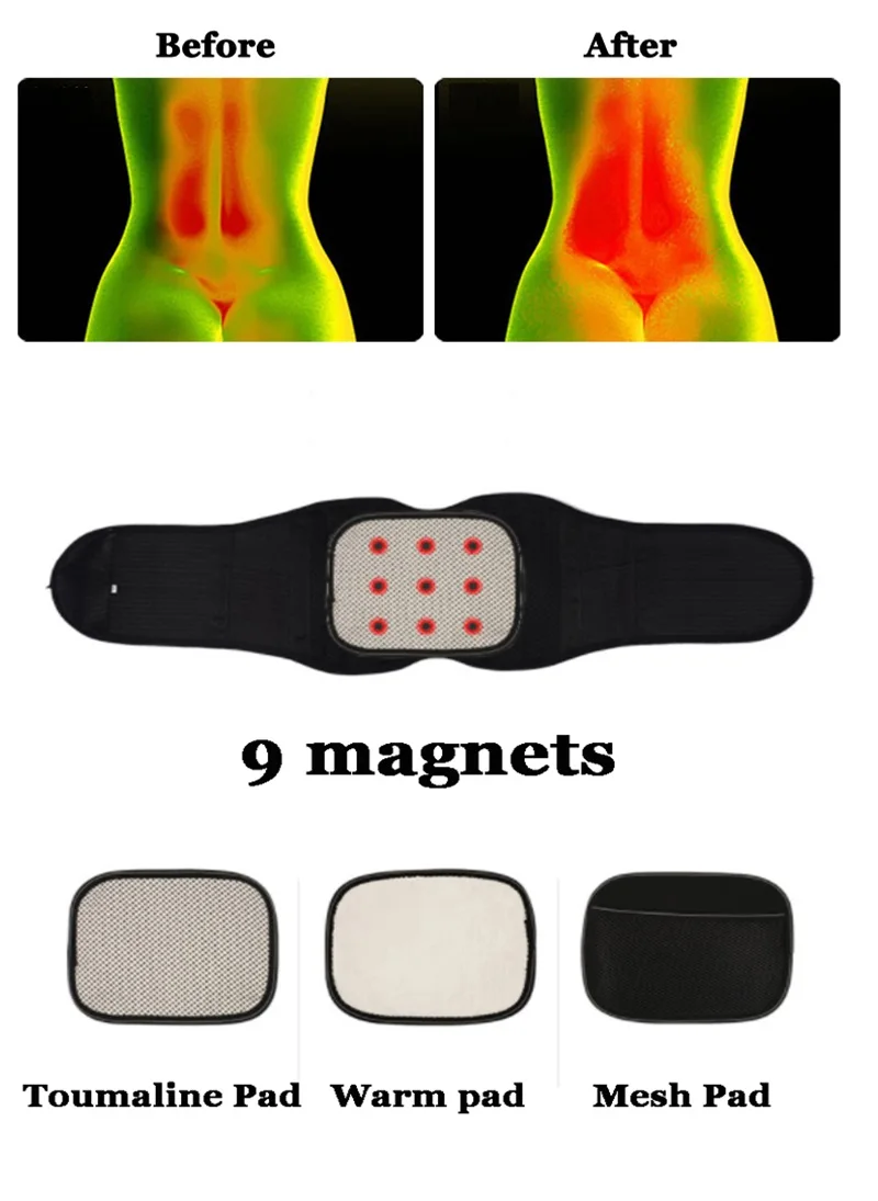 Ортопедический турмалиновый самонагревающийся пояс из стали для поясницы