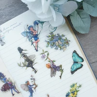 44pcs fairy tales night blue purple forest spirit elf style sticker scrapbooking diy gift packing label decoration tag