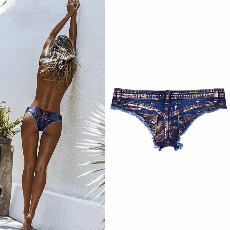 Мини шорты сексуальные трусы с низкой талией джинсовые Micro Шорты женские
