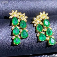 kjjeaxcmy fine jewelry 925 silver natural emerald new girl luxury gemstone earrings ear stud support test chinese style