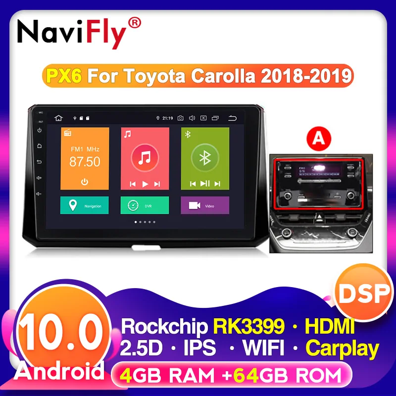 Автомобильный мультимедийный плеер 4G LTE IPS DSP Android 10 радио аудио для Toyota Corolla 2018 2019