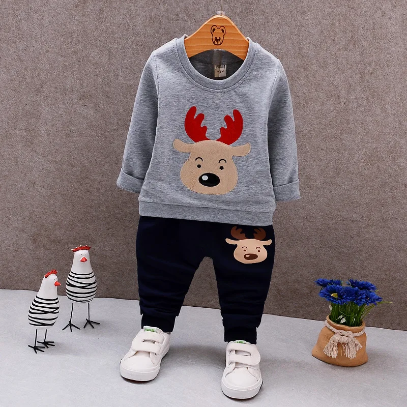 2019 Autumn New 1-4 Year Christmas clothing Baby Clothes Boys Suits Kids Cotton Long Sleeve Round Neck Sweater+Pants Set |