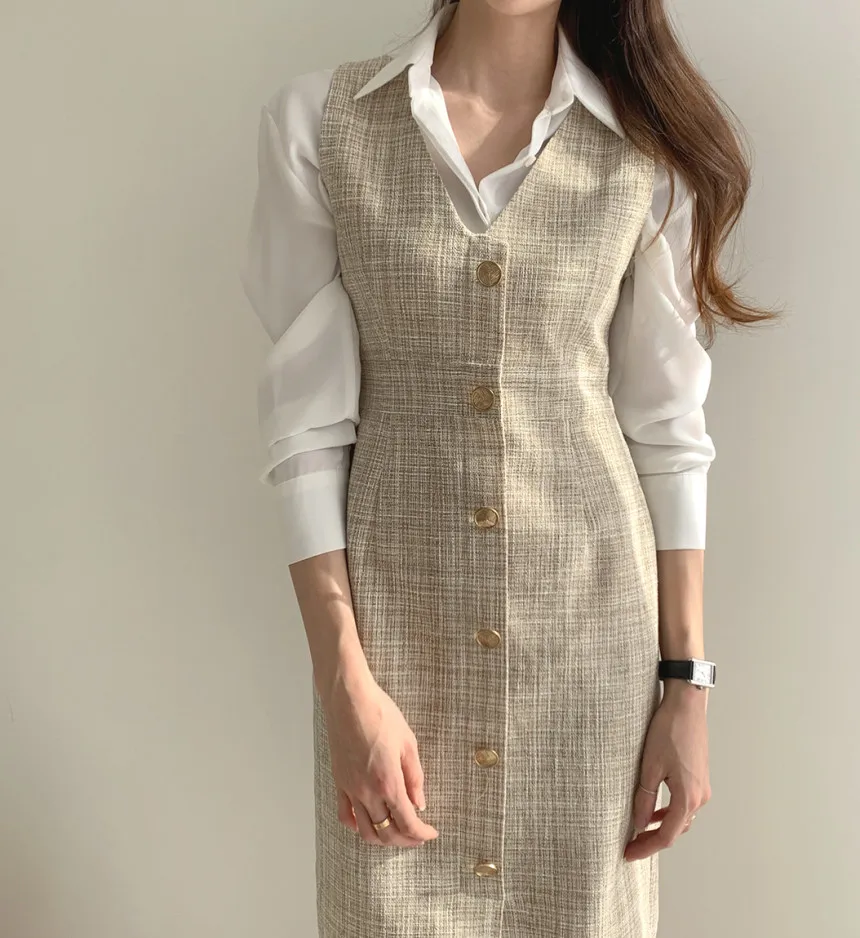 Новинка осень весна женская элегантная клетчатая твидовая офисная жилетка без