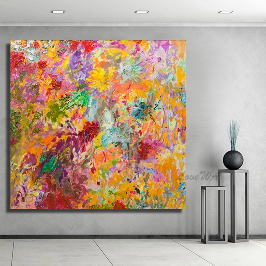 Абстрактное Радужное искусство 100% ручная работа текстурированная картина