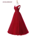 Женское вечернее платье ANGELSBRIDEP, длинное платье на бретельках с v-образным вырезом, простое дизайнерское платье для выпускного вечера