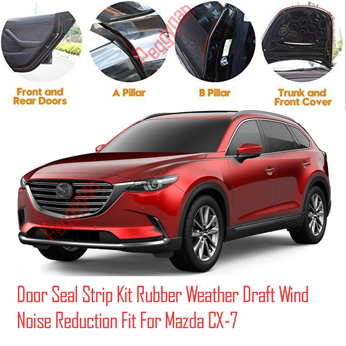 Door Seal Strip Kit Self Adhesive Window Engine Cover Soundproof Rubber Weather Draft Wind Noise Reduction Fit For Mazda CX-7