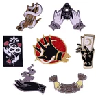 Странная эмалированная брошь в виде Таро и Луны с изображением ведьмы, руки змеи, черепа, значок со скелетом, страшный подарок на Хэллоуин