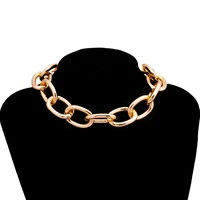punk style gold silver color geometric circle chunky chain necklaces for women big statement necklaces night club party jewelry