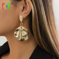 f j4z fashion metal geometric stylish party show big dangle earrings punk rroud concavo convex statement earrings for women
