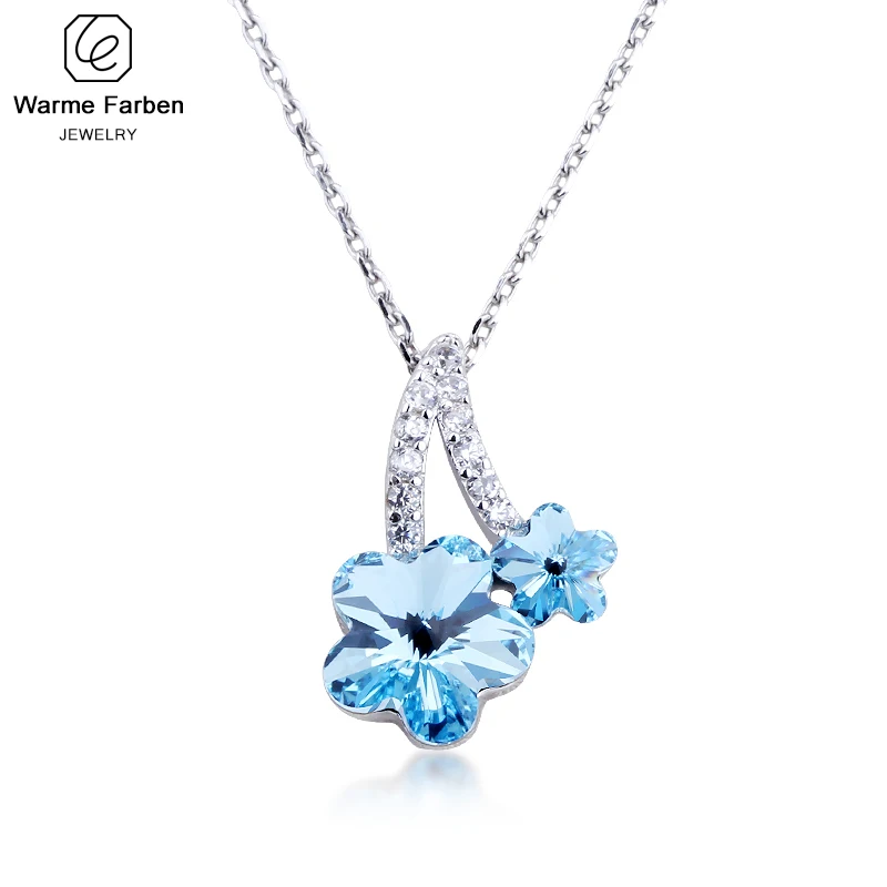 Warme Farben Сделано с кристаллом Swarovski ожерелье для женщин модные ювелирные изделия Inliad Циркон Синий цветок сливы из кристаллов Форма кулон