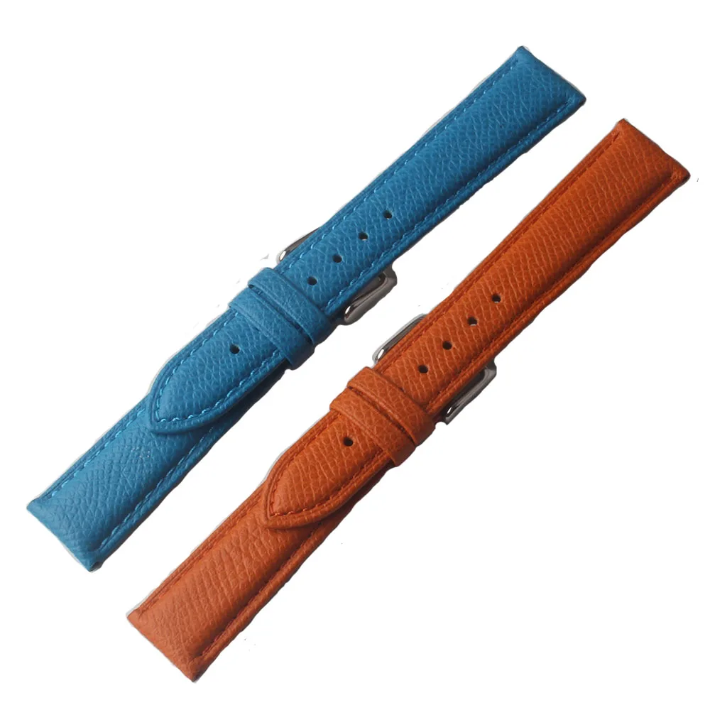 

Watchband Leather Strap Blue Cowhide Strap 14mm 16mm 18mm Genuine Watchbands for quartz wrist watches lizard grain fashion ladys