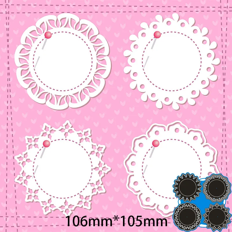Металлические режущие штампы 4 шт стежка Doily цветок кружева круглый Midodo