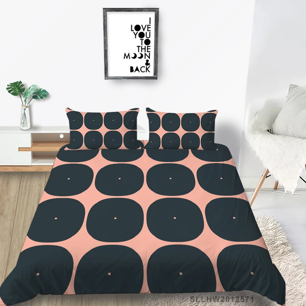 

Black Dots Bedding Set Full Size Creative Fashion Duvet Cover Pink King Twin Queen Single Double Bed Set Artistic